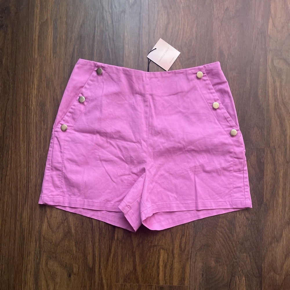 Happily Grey Womens Hot Pink Shorts Hot Pants High Rise Side Zip Size L